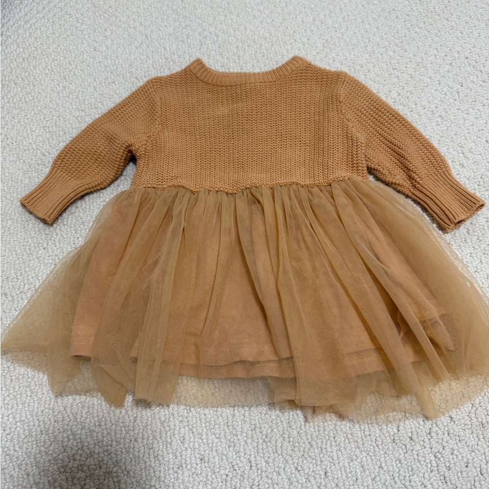 Raised by Water Girls' Tulle Knit Dress - Caramel